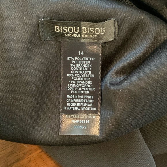 Bisou Bisou Michele Bohbot Black Mini Bodycon Semi Sheer Butterfly Sequins Sz 14 - Picture 6 of 11